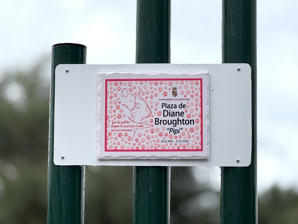 El Ayuntamiento rinde homenaje a Diane Broughton, “Pipi”, con una placa en la plaza que lleva su nombre en Casines.