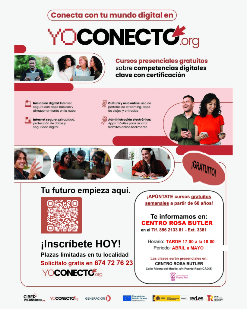 Cursos gratuitos de competencias digitales para mayores en Puerto Real