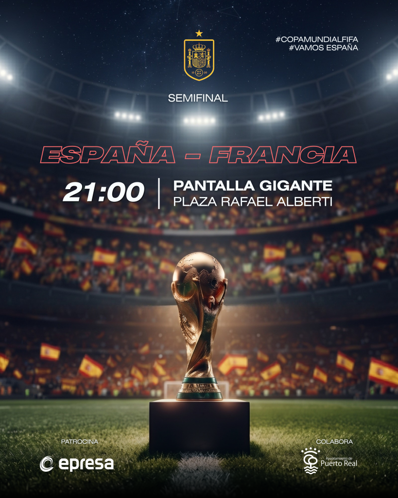 Puerto Real contará con una pantalla gigante para la semifinal España-Francia en la Plaza Rafael Alberti