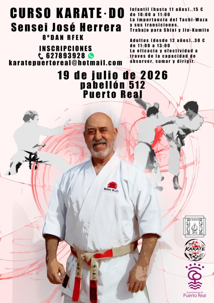 El maestro José Herrera, 8º Dan RFEK, ofrecerá en Puerto Real una Master Class de Karate
