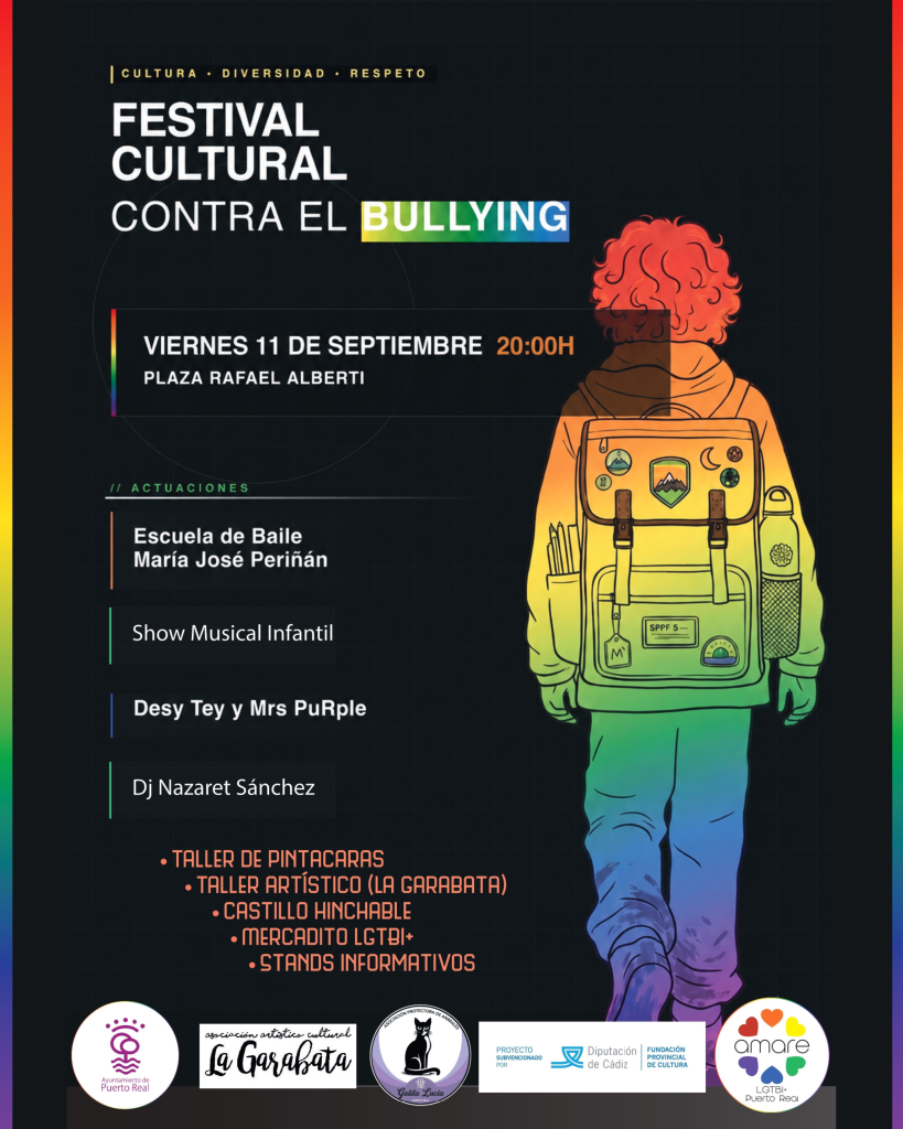 Puerto Real acogerá un Festival Cultural Contra el Bullying con motivo del inicio del curso escolar
