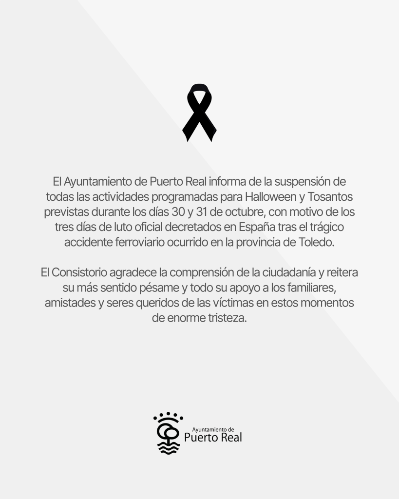 El Ayuntamiento se suma al luto oficial y suspende los actos de Halloween y Tosantos